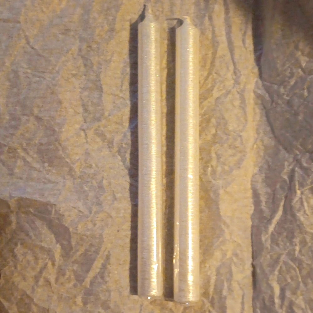 White Glittery Taper Candle Sticks
